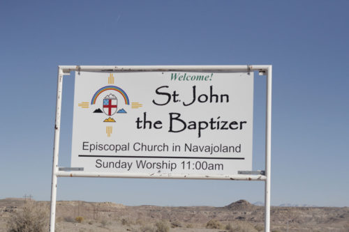 The sign at St. John the Baptizer in Montezuma Creek, Utah. ENS Photo/Lynette Wilson