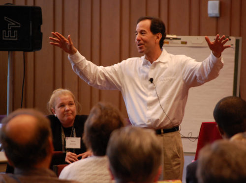 Harvard Professor Ronald Heifetz addresses Episcopal Church clergy from Middle and North Georgia on Sept. 30.