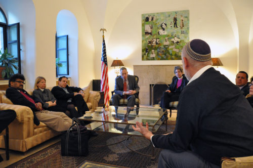 The interfaith groups meets with U.S. Consul General Michael Ratney. Photo: Matthew Davies/ENS