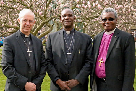 Bishop Josiah Idowu-Fearon (center) with Archbishop of Canterbury Justin Welby (left) and Bishop James Tengatenga, chair of the Anglican Consultative Council. Photo: ACNS