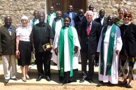 The Rev. Canon Hilda Kabia (center) with Msalato staff and faculty Photo: Msalato Theological College