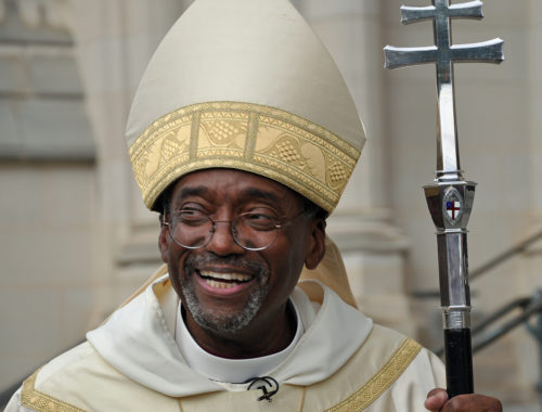 Presiding Bishop Michael B. Curry smiles outside Washington National Cathedral Nov. 1 after he was installed as The Episcopal Church’s 27th presiding bishop and its primate. Photo: Mary Frances Schjonberg/Episcopal News Service