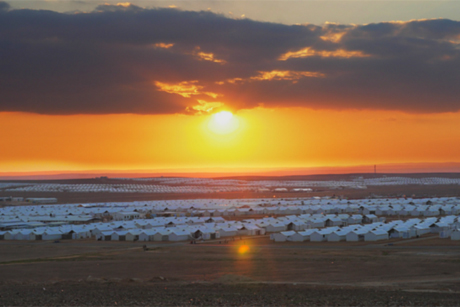 The sun sets over the Azraq refugee camp in Jordan. Photo: World Vision