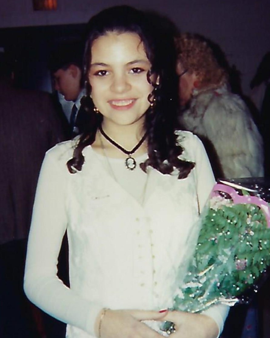 Julia Ayala Harris, age 13, at her confirmation in the Roman Catholic Archdiocese of Chicago in 1994. Photo source: Julia Ayala Harris